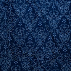 Blue Color Denim Cutwork Embroidered Fabric