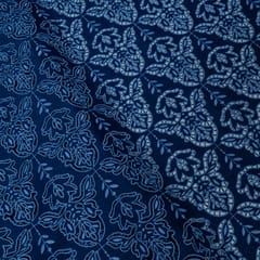 Blue Color Denim Cutwork Embroidered Fabric