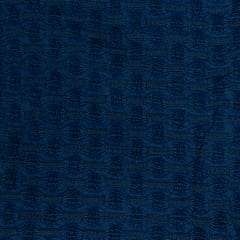 Blue Color Lycra Denim Embroidered Fabric