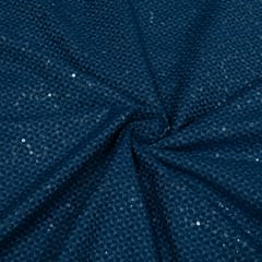 Blue Color Denim Embroidered Fabric