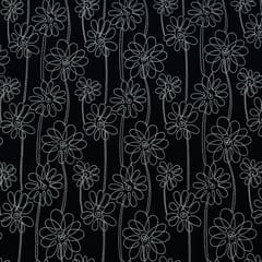 Black Color Denim Embroidered Fabric