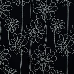 Black Color Denim Embroidered Fabric