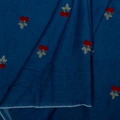 Blue Color Denim Embroidered Fabric