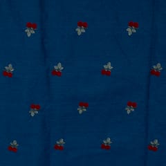 Blue Color Denim Embroidered Fabric