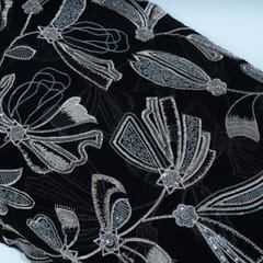 Black Color Georgette Embroidered Fabric