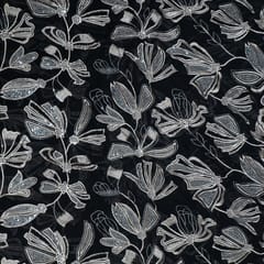 Black Color Georgette Embroidered Fabric