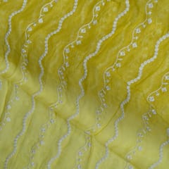 Yellow Color Mal Chanderi Embroidered Fabric