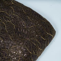 Brown Color Imported Net Embroidered Fabric