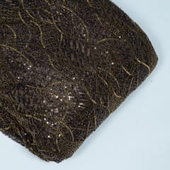 Brown Color Imported Net Embroidered Fabric