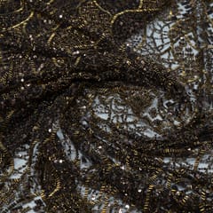 Brown Color Imported Net Embroidered Fabric