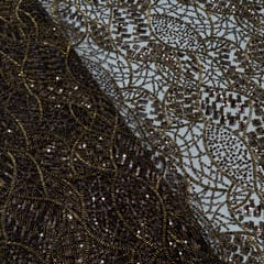 Brown Color Imported Net Embroidered Fabric