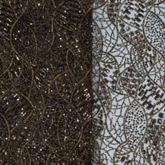 Brown Color Imported Net Embroidered Fabric