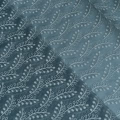 Black Color Mal Chanderi Embroidered Fabric