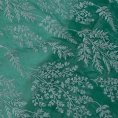 Sage Green Color Mal Chanderi Embroidered Fabric