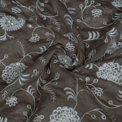 Move Color Mal Chanderi Embroidered Fabric