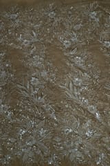 Brown Color Imported Net Embroidered Fabric