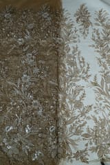 Brown Color Imported Net Embroidered Fabric