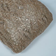 Brown Color Imported Net Embroidered Fabric