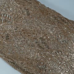 Brown Color Imported Net Embroidered Fabric