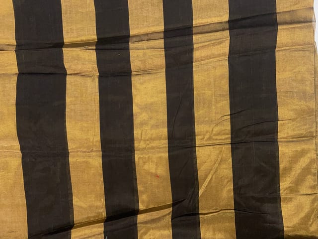 Gold & Black Stripes Pure Tissue Fabric