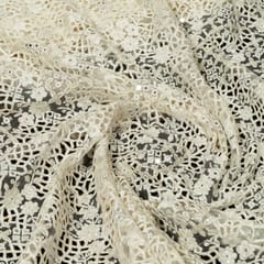 White Dyeable Net Cutwork Embroidered Fabric