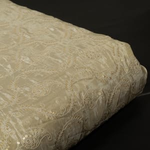 Dyeable Tissue Upada Embroidered Fabric