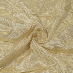 Dyeable Tissue Upada Embroidered Fabric