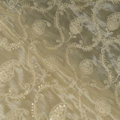 Dyeable Tissue Upada Embroidered Fabric