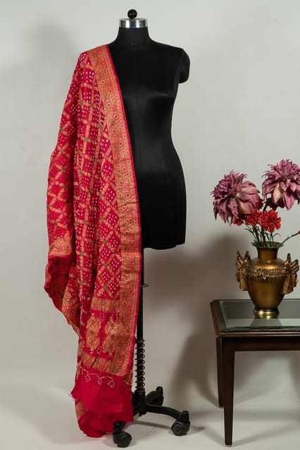 Rani Color Modal Satin Bandhani Dupatta