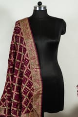 Wine Color Modal Satin Bandhani Dupatta