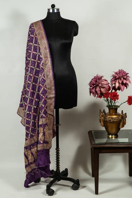 Purple Color Modal Satin Bandhani Dupatta