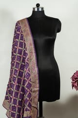 Purple Color Modal Satin Bandhani Dupatta