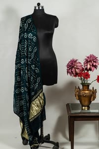 Green Color Modal Satin Bandhani Dupatta