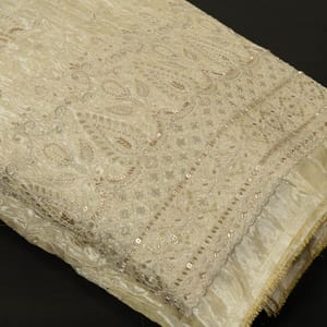 Dyeable Tissue Upada Embroidered Fabric