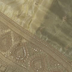 Dyeable Tissue Upada Embroidered Fabric