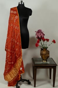 Rust Color Modal Satin Bandhani Dupatta