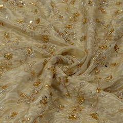 Dyeable Tissue Upada Embroidered Fabric