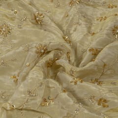 Dyeable Tissue Upada Embroidered Fabric