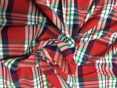 Red Checks Yarn Dyed Cotton Fabric