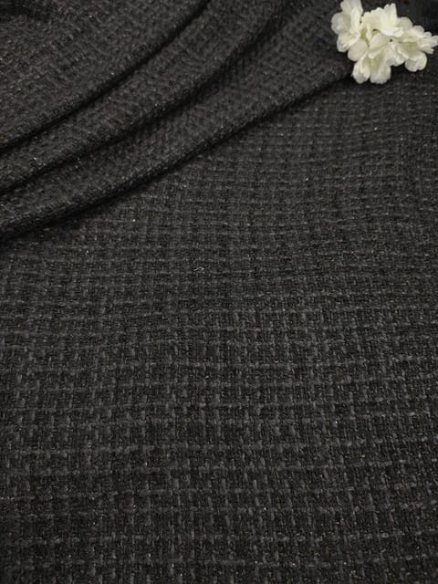 Black Color Tweed Fabric