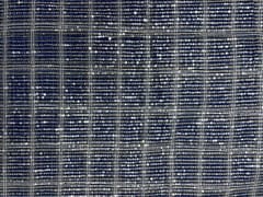 Navy Blue Color Checks Sequence Tencil Denim Fabric