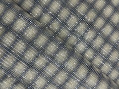 White Color Checks Sequence Tencil Denim Fabric