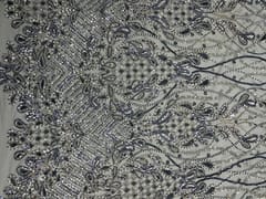 Steel Blue Color Floral Embroiderd Net Fabric