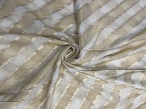 Golden Color Stripes Dyeable Embroiderd Viscose Orgnaza Fabric