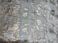 White Color Floral Dyeable Viscose Tissue Fabric