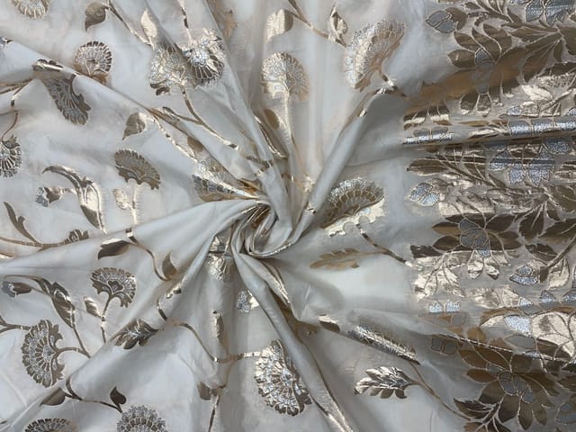 White Color Floral Dyeable Viscose Tissue Fabric