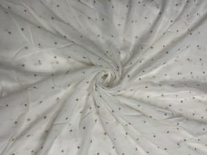 White Dyeable Butti Embroidered Chinnon Chiffon Fabric