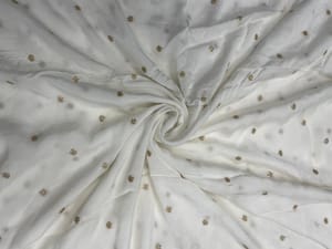 White Dyeable Butti Embroidered Chinnon Chiffon Fabric