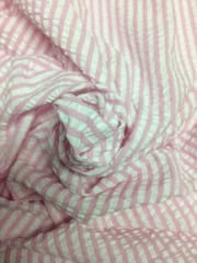 Pink Seersucker Stripe Yarn Dyed Cotton Fabric