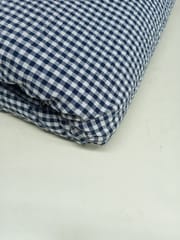 Navy Blue Seersucker Yarn Dyed Cotton Check Fabric